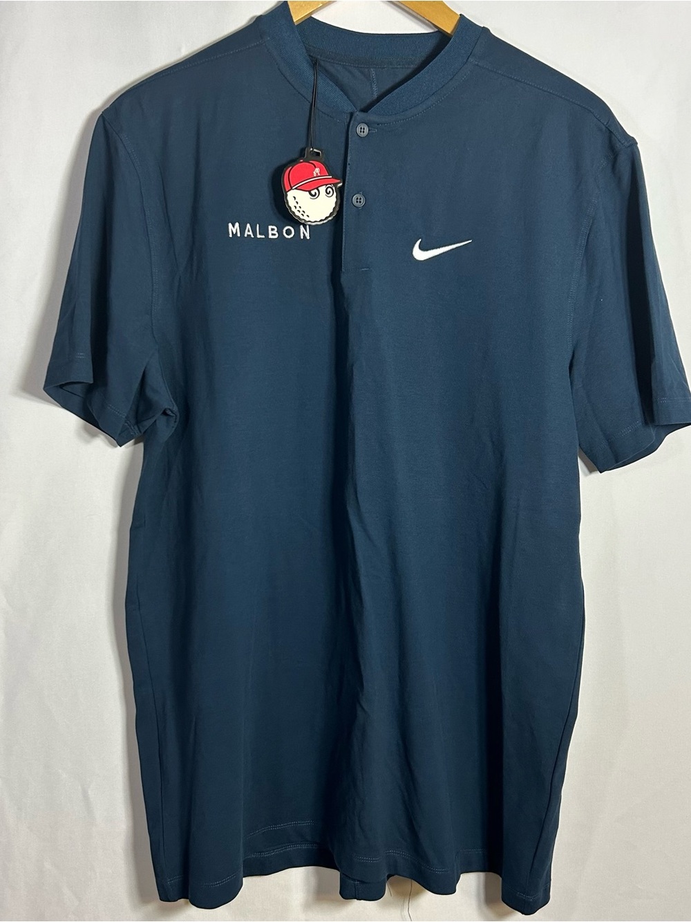 NWT Malbon Nike Dri-Fit T-shirt Navy Blue XL 1/4 Button